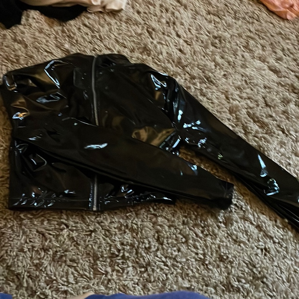 Black spandex zip up shirt